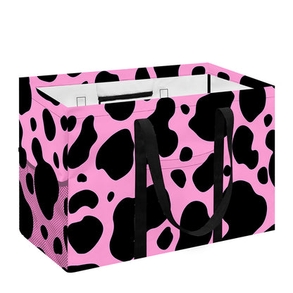 Black And Pink Cow Print Utility Tote Bag