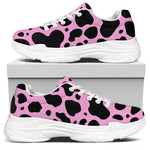 Black And Pink Cow Print White Chunky Shoes