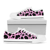 Black And Pink Cow Print White Low Top Sneakers