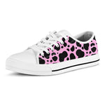 Black And Pink Cow Print White Low Top Sneakers