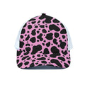 Black And Pink Cow Print White Mesh Trucker Hat
