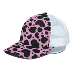 Black And Pink Cow Print White Mesh Trucker Cap
