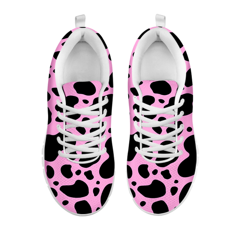 Black And Pink Cow Print White Running Shoes