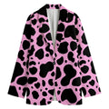 Black And Pink Cow Print Women's Cotton Blazer