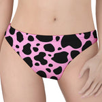 Black And Pink Cow Print Women's Thong