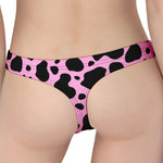 Black And Pink Cow Print Women's Thong