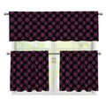 Black And Pink Spider Web Pattern Print 3 Piece Kitchen Curtains