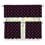 Black And Pink Spider Web Pattern Print 3 Piece Kitchen Curtains
