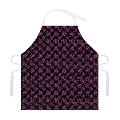 Black And Pink Spider Web Pattern Print Adjustable Apron