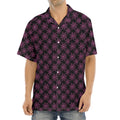 Black And Pink Spider Web Pattern Print Aloha Shirt