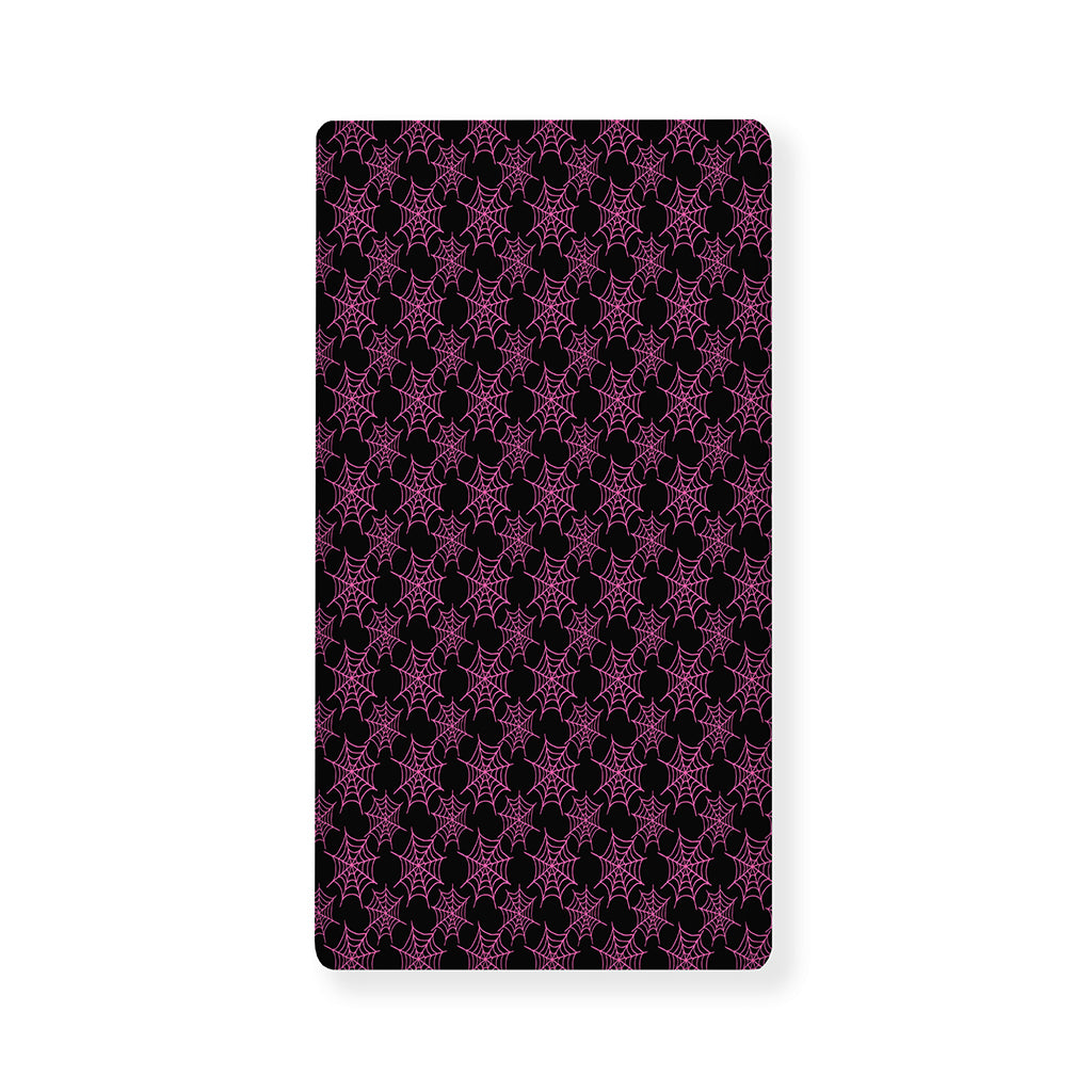 Black And Pink Spider Web Pattern Print Baby Crib Sheet