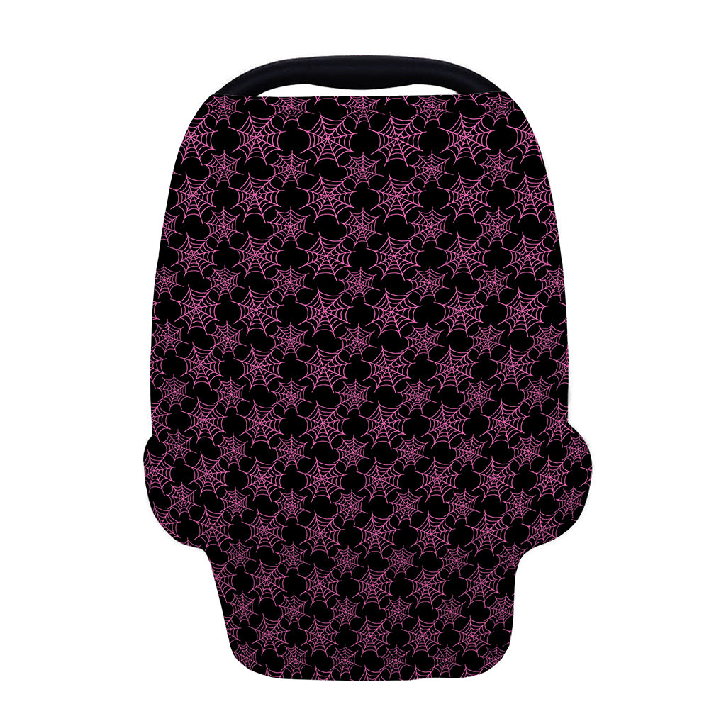 Black And Pink Spider Web Pattern Print Baby Seat Cover