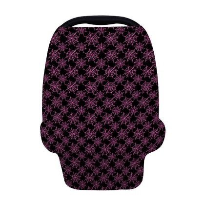 Black And Pink Spider Web Pattern Print Baby Seat Cover