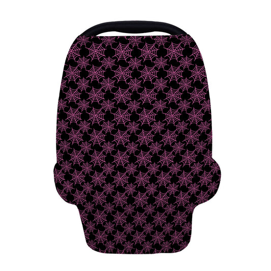 Black And Pink Spider Web Pattern Print Baby Seat Cover