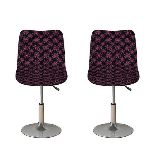 Black And Pink Spider Web Pattern Print Bar Stool Covers