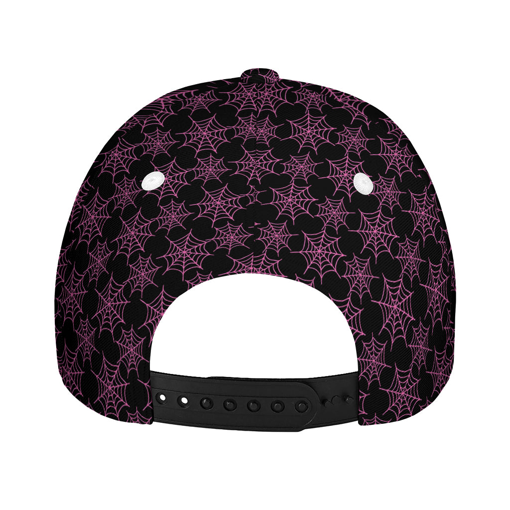 Black And Pink Spider Web Pattern Print Baseball Cap