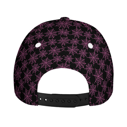 Black And Pink Spider Web Pattern Print Baseball Cap