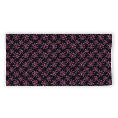 Black And Pink Spider Web Pattern Print Beach Towel