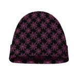 Black And Pink Spider Web Pattern Print Beanie