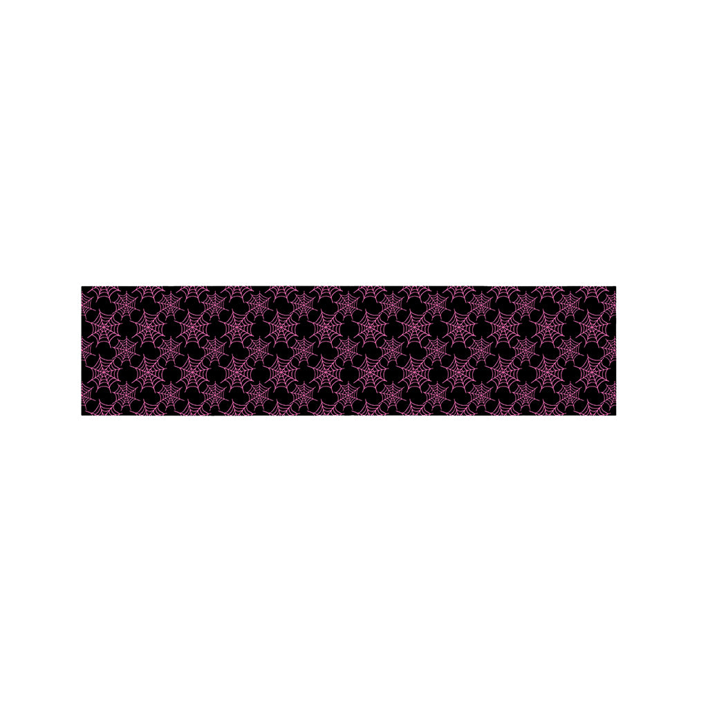 Black And Pink Spider Web Pattern Print Bed Runner