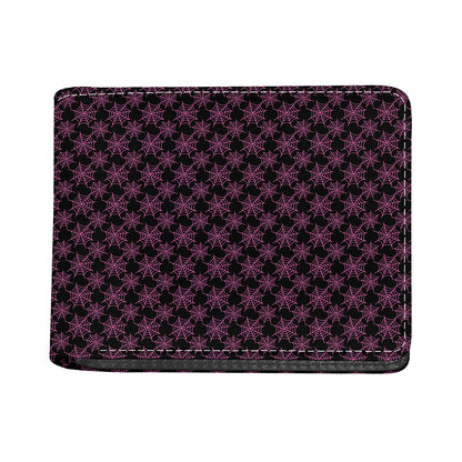 Black And Pink Spider Web Pattern Print Bifold Wallet