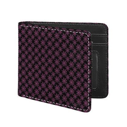 Black And Pink Spider Web Pattern Print Bifold Wallet