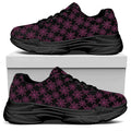 Black And Pink Spider Web Pattern Print Black Chunky Shoes