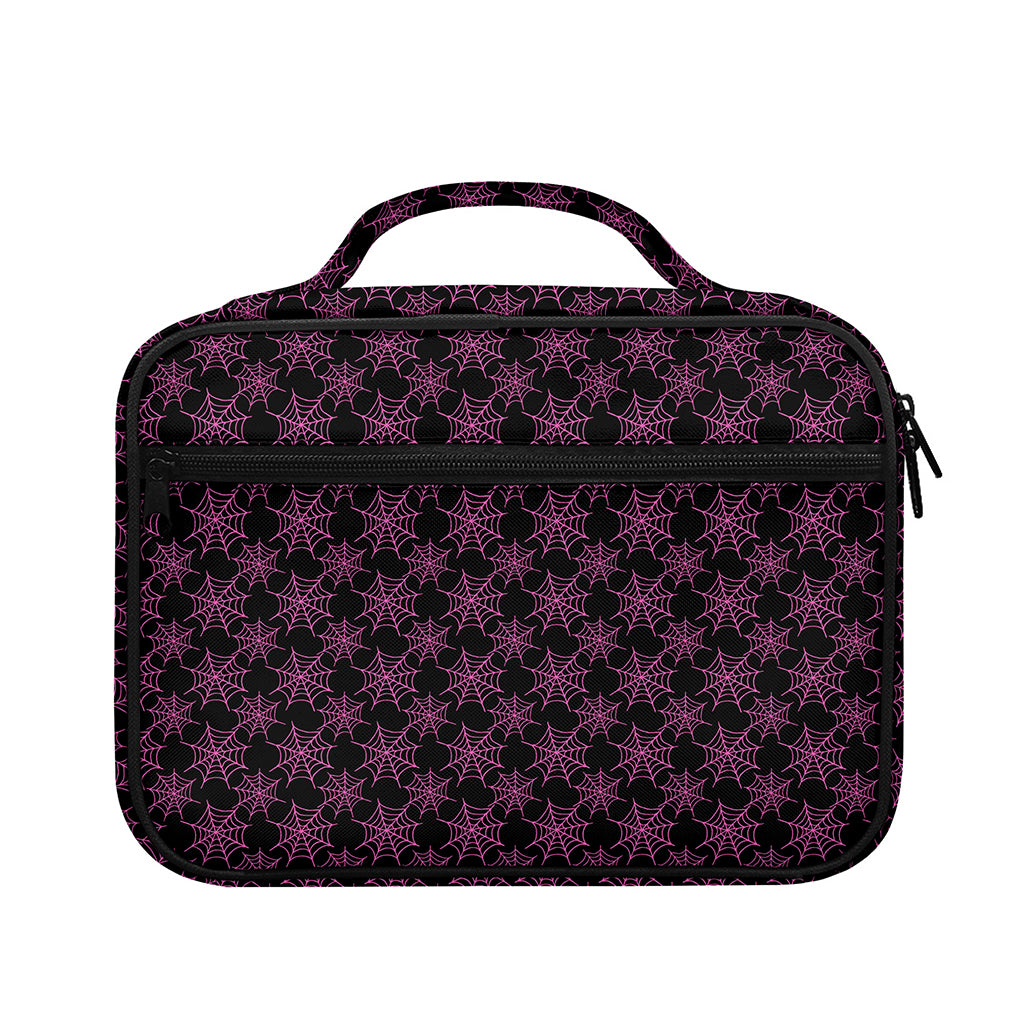 Black And Pink Spider Web Pattern Print Briefcase Bible Bag