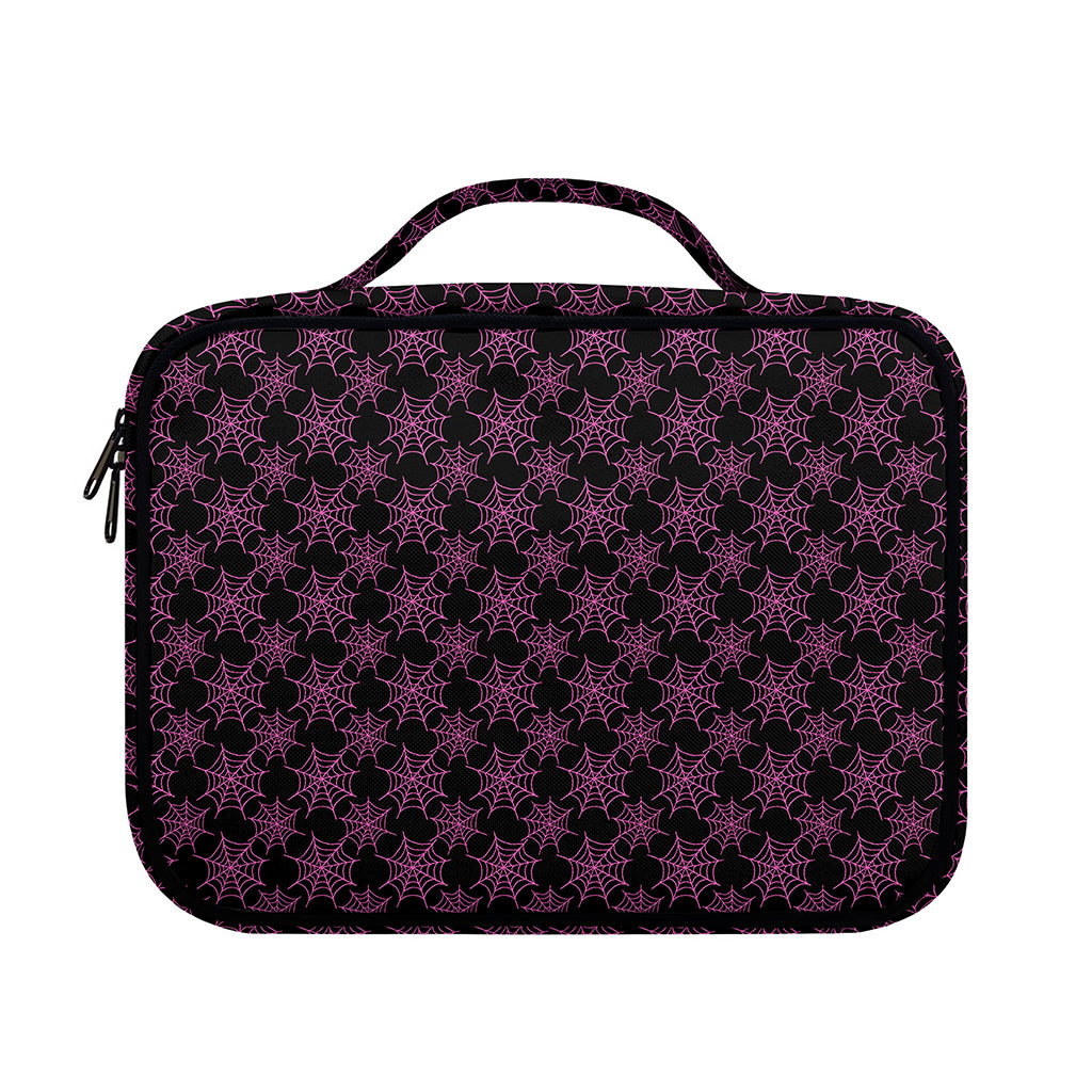 Black And Pink Spider Web Pattern Print Briefcase Bible Bag