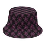 Black And Pink Spider Web Pattern Print Bucket Hat