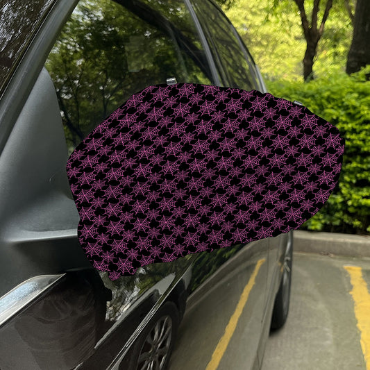 Black And Pink Spider Web Pattern Print Car Side Mirror Covers