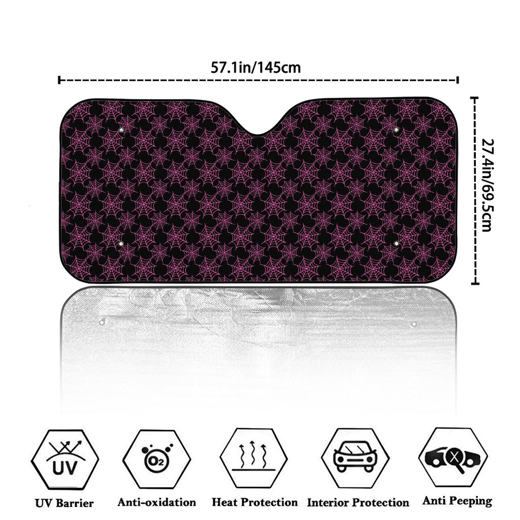 Black And Pink Spider Web Pattern Print Car Windshield Sun Shade