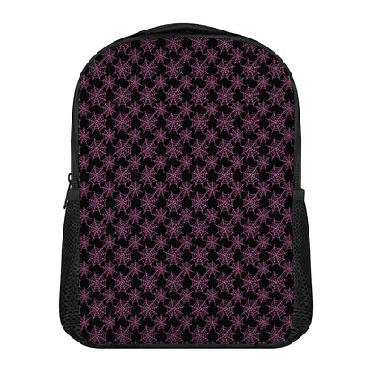 Black And Pink Spider Web Pattern Print Casual Backpack