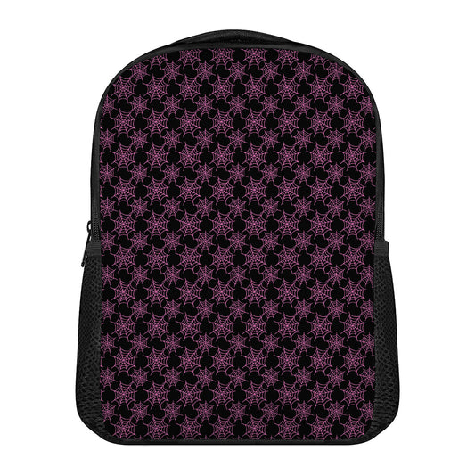 Black And Pink Spider Web Pattern Print Casual Backpack