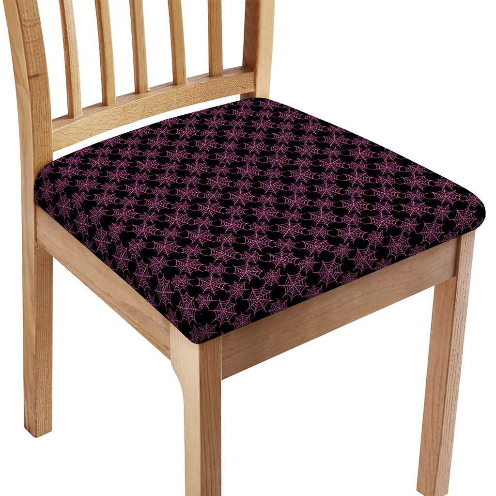Black And Pink Spider Web Pattern Print Chair Cushion Cover