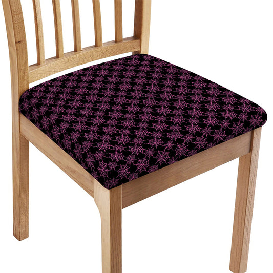 Black And Pink Spider Web Pattern Print Chair Cushion Cover