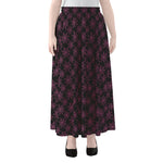 Black And Pink Spider Web Pattern Print Chiffon Maxi Skirt