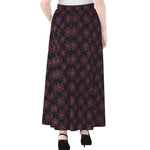 Black And Pink Spider Web Pattern Print Chiffon Maxi Skirt