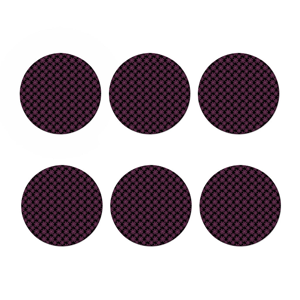 Black And Pink Spider Web Pattern Print Coaster Set