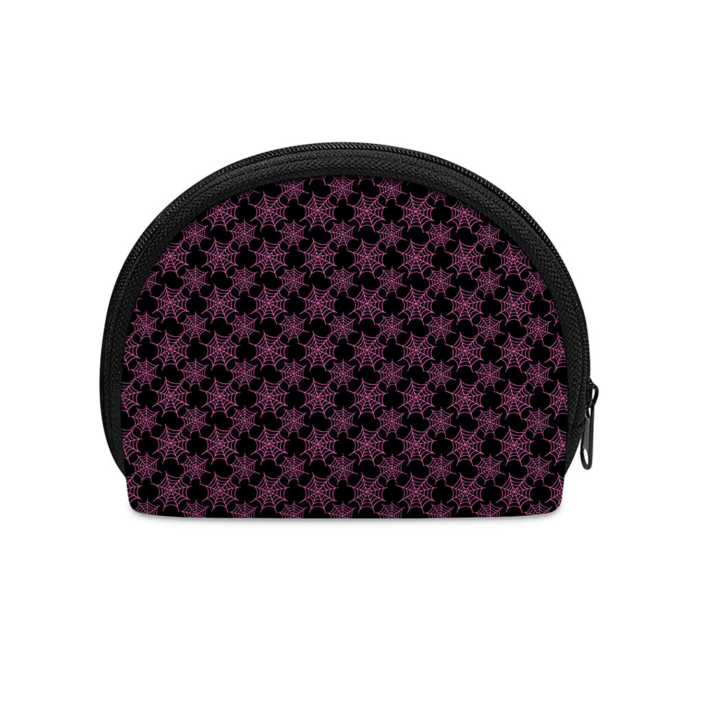 Black And Pink Spider Web Pattern Print Coin Purse