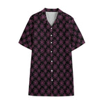 Black And Pink Spider Web Pattern Print Cotton Hawaiian Shirt