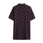 Black And Pink Spider Web Pattern Print Cotton Hawaiian Shirt