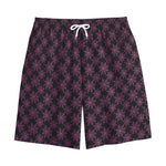 Black And Pink Spider Web Pattern Print Cotton Shorts