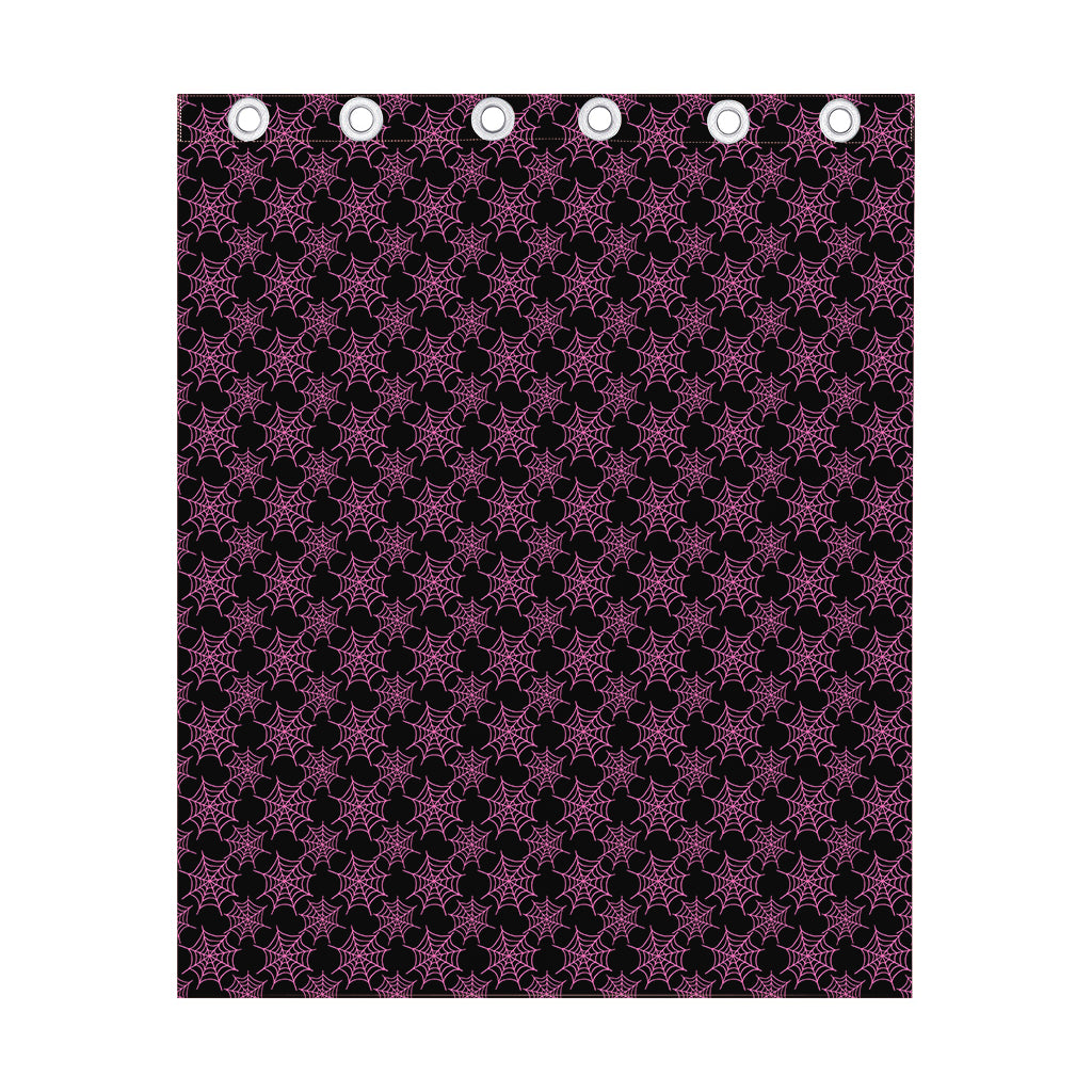 Black And Pink Spider Web Pattern Print Curtain