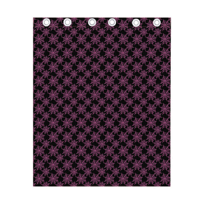 Black And Pink Spider Web Pattern Print Curtain