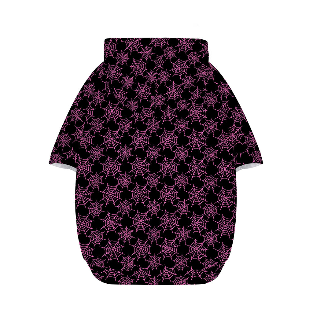 Black And Pink Spider Web Pattern Print Dog Zip Up Hoodie