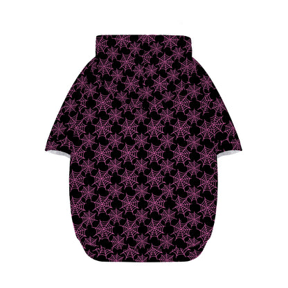 Black And Pink Spider Web Pattern Print Dog Zip Up Hoodie