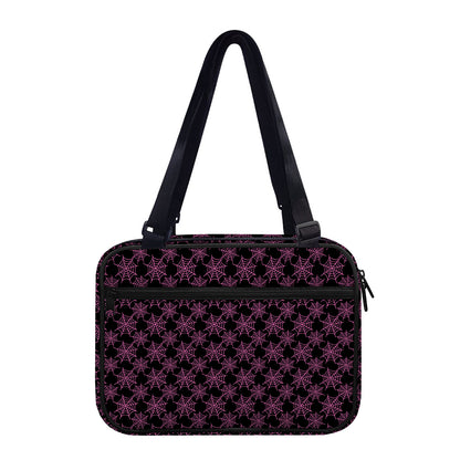 Black And Pink Spider Web Pattern Print Double Strap Bible Bag