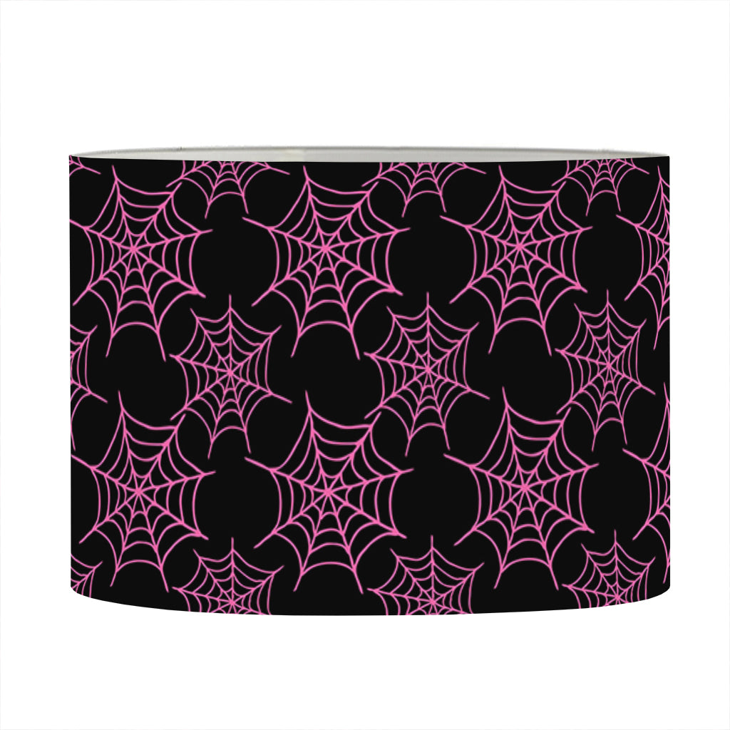 Black And Pink Spider Web Pattern Print Drum Lamp Shade