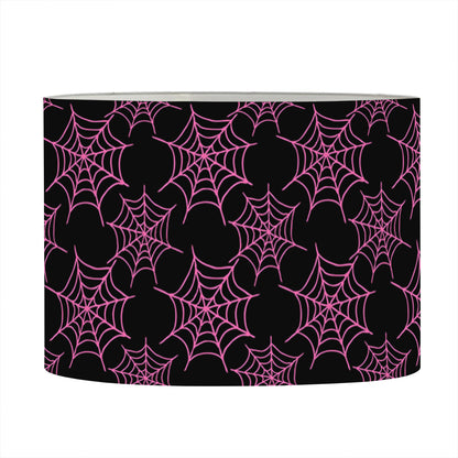 Black And Pink Spider Web Pattern Print Drum Lamp Shade